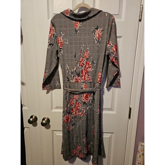 Retrolicious collared button up floral houndstooth midi dress size 2X - Picture 8 of 8